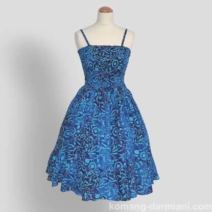 Gambar Batik Print Summer Dress - Blue Floral