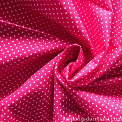 Gambar Small Polka Dot Poly Cotton White Dots on hot pink Fabric