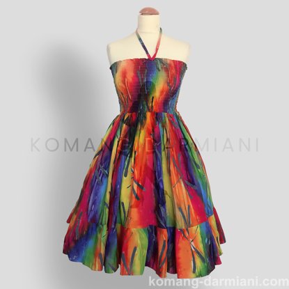 Gambar Batik Print Multicoloured Summer Dress -Straps
