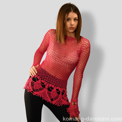 Imagen de Handmade Crochet top - Red/Deep pink