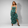 Picture of Turquoise/Black Floral maxi summer dress