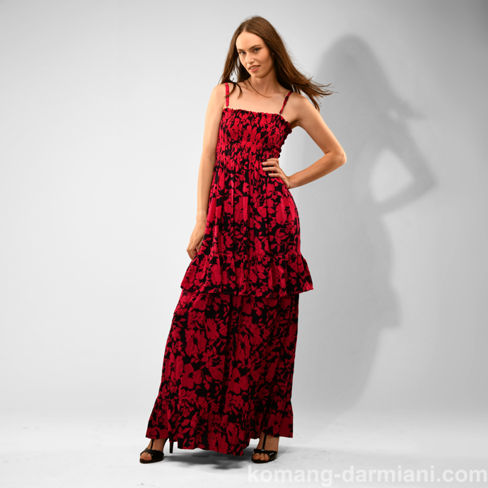 Gambar Red/Black Floral maxi summer dress