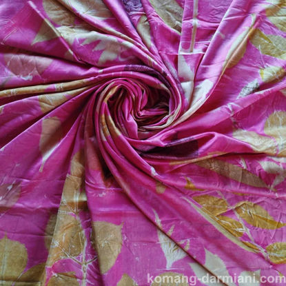 Gambar Hand Dyed Botanical Print fabric Silk in Pink