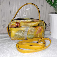 Gambar Nature-Inspired yellow Botanical Print Leather Handbag for Women | Komang Darmiani