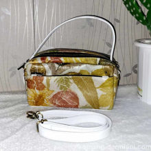 Gambar Nature-Inspired yellow white Botanical Print Leather Handbag for Women | Komang Darmiani