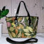 Picture of Nature-Inspired green Botanical Print Leather Shopping Bag  with black handles